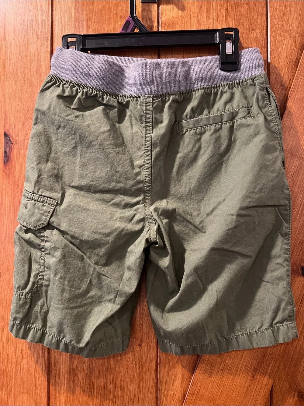 Boy’s Olive Green Cargo Shorts with Elastic Waist